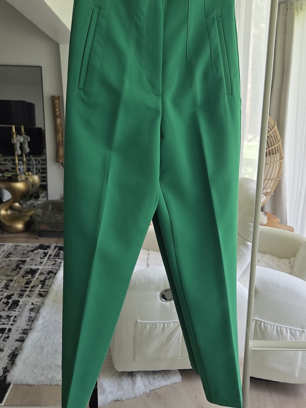 Zara Emerald Green Tailored High-Rise Trousers